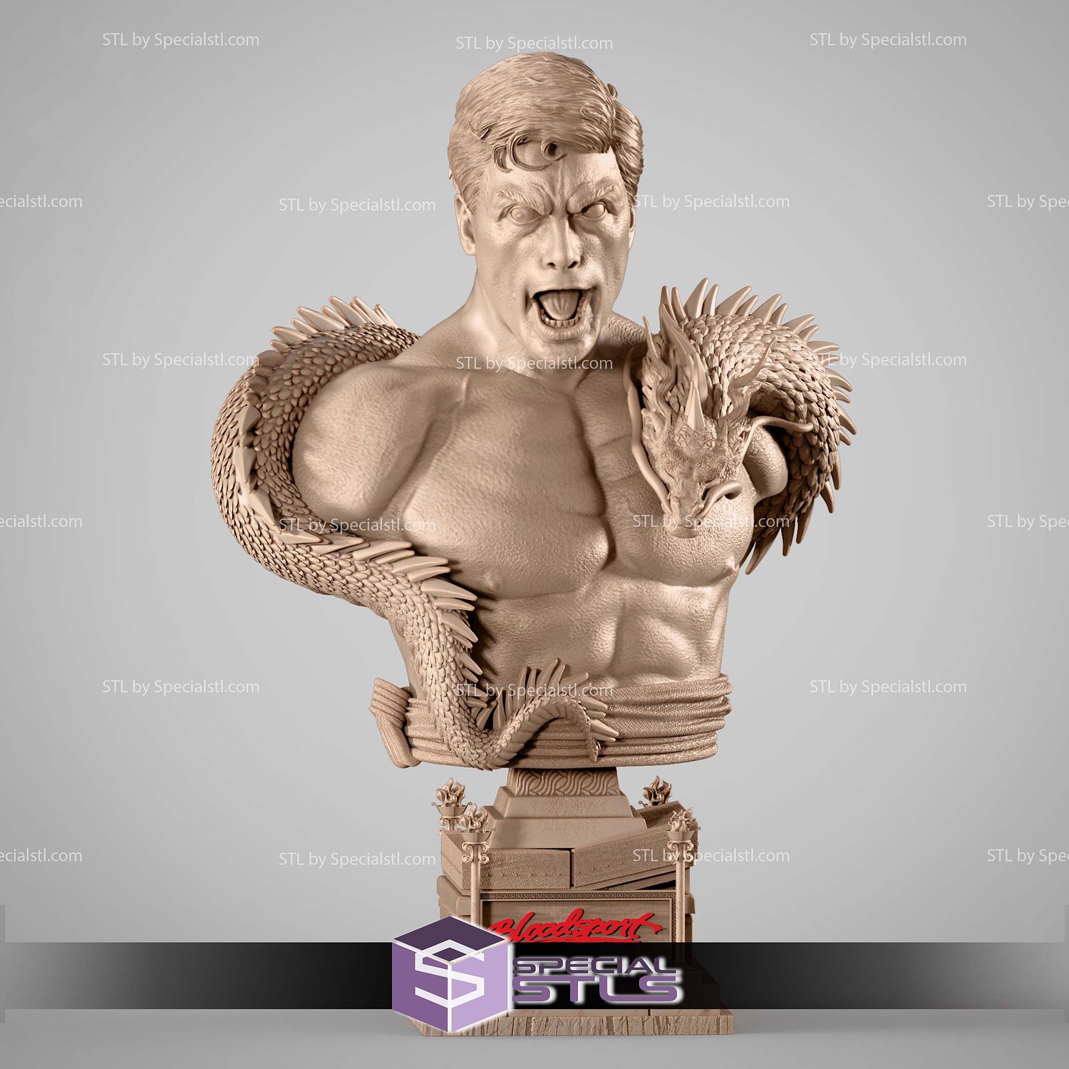 Frank Dux Portrait Bust STL Files 3D Model — view 2