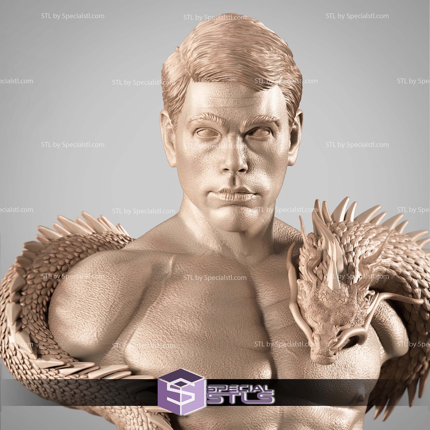 Frank Dux Portrait Bust STL Files 3D Model — view 3