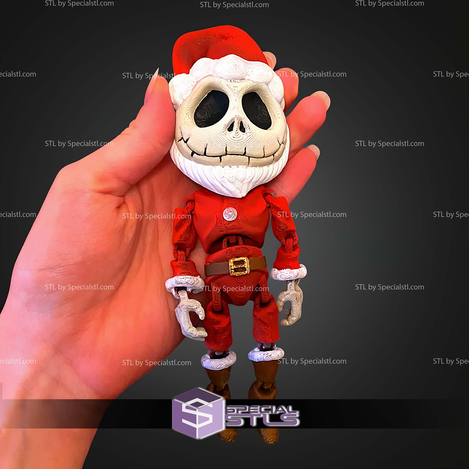 Super Basic STL Santa Jack Skellington MultiColor 3D Model — view 2