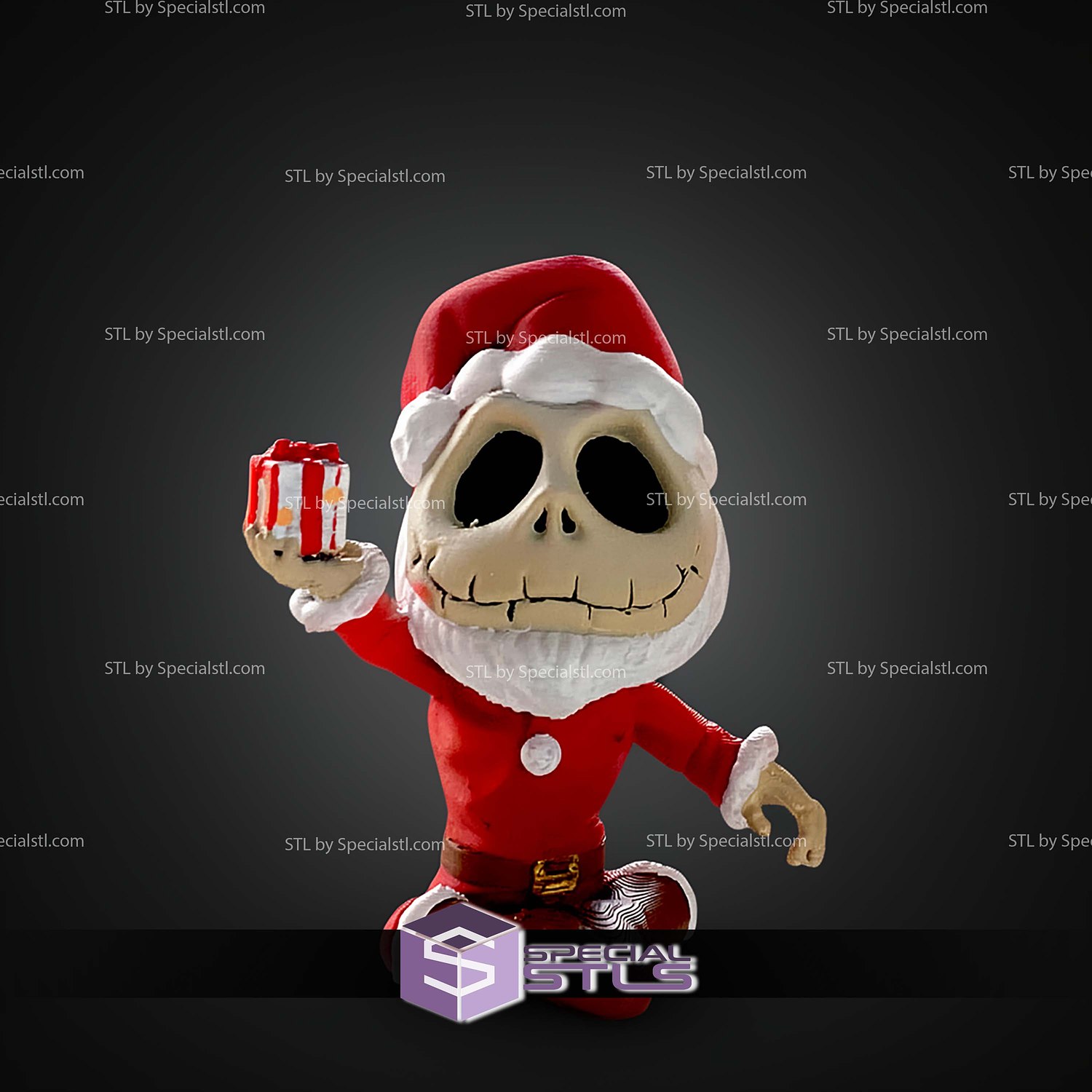 Super Basic STL Santa Jack Skellington MultiColor 3D Model — view 3