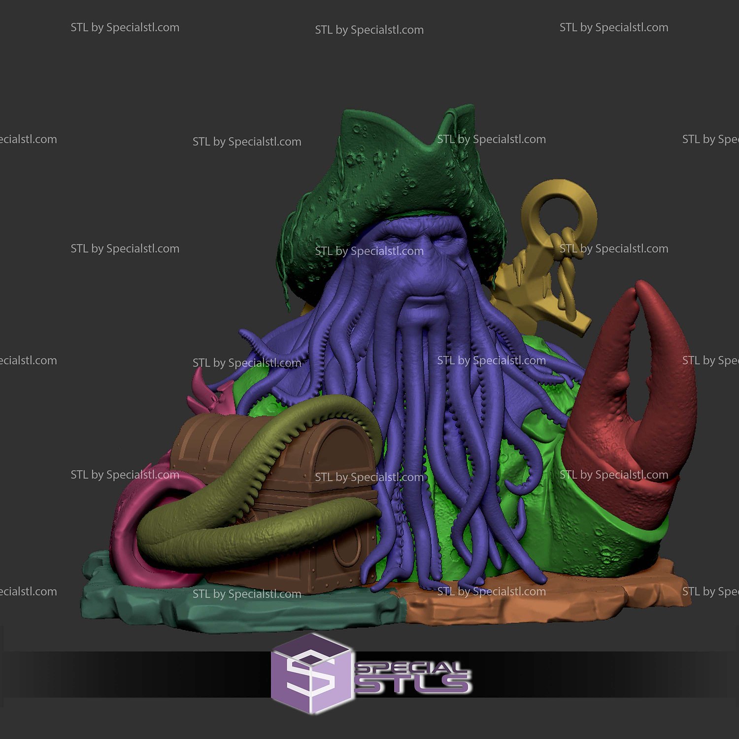 Davy Jones Bust V4 STL Files 3D Model — view 2