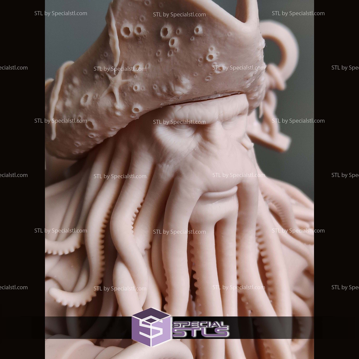 Davy Jones Bust V4 STL Files 3D Model — view 5