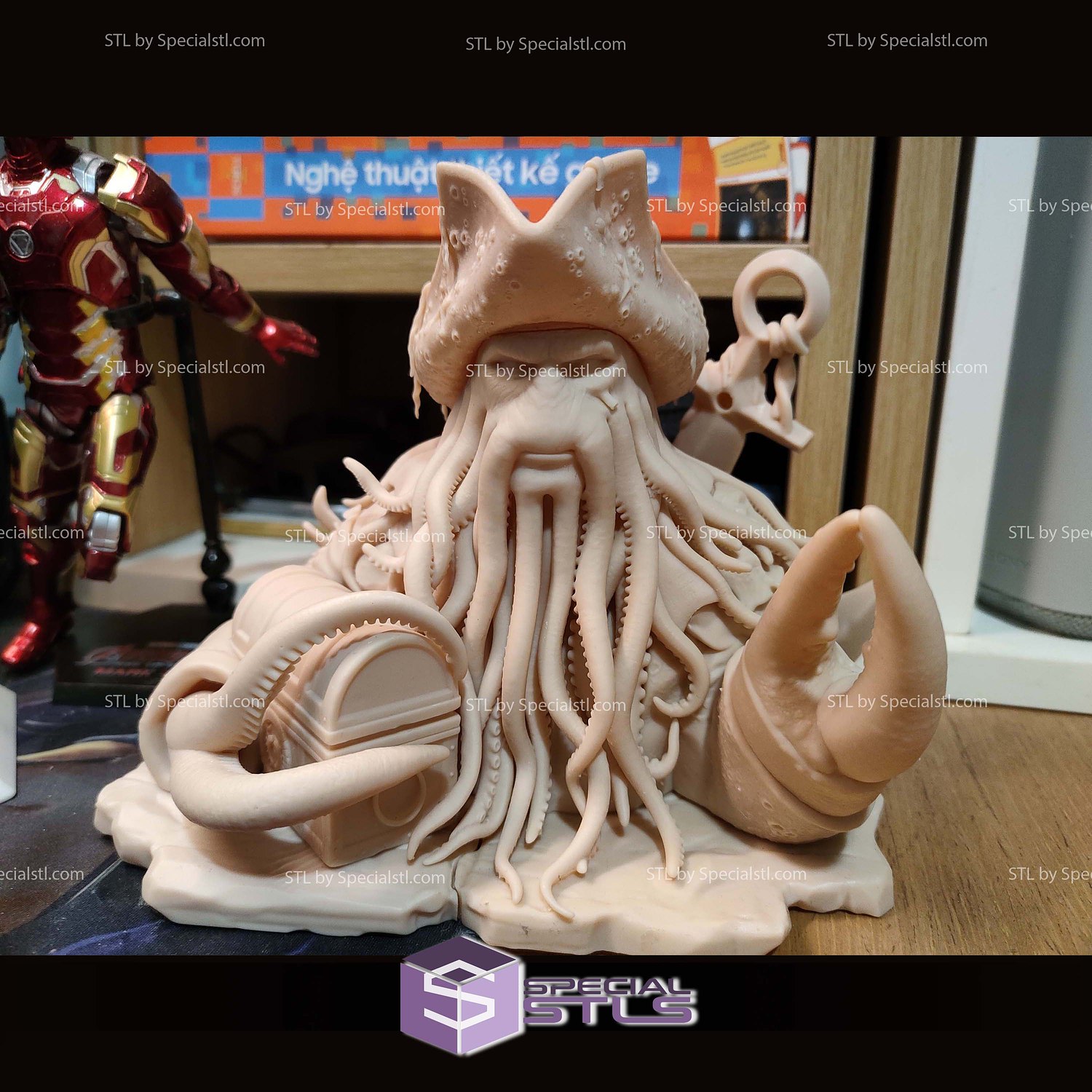 Davy Jones Bust V4 STL Files 3D Model — view 7