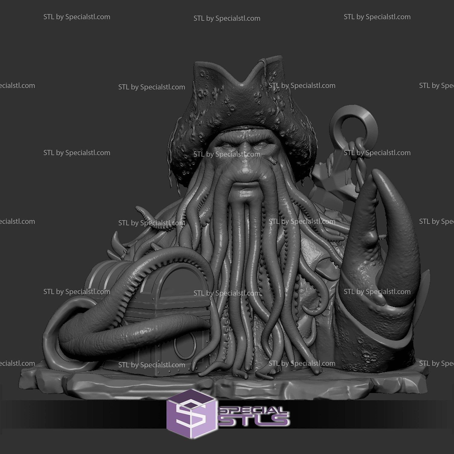 Davy Jones Bust V4 STL Files 3D Model — view 8