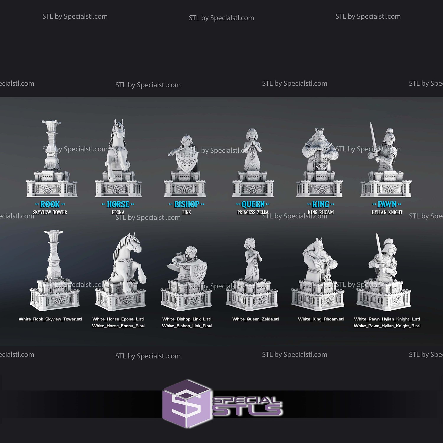 Legend of Zelda Chess Set 3D Printer Files STL Model — view 3