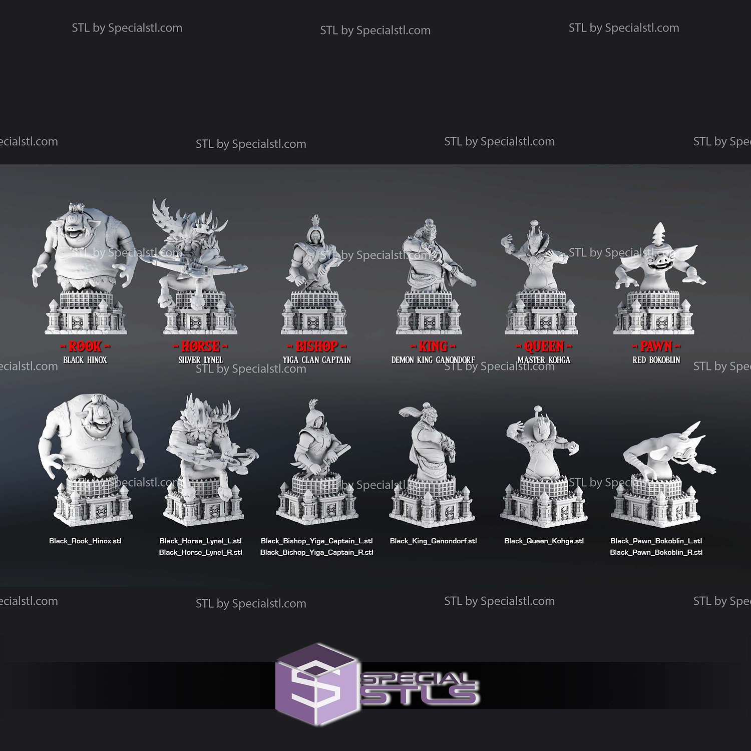 Legend of Zelda Chess Set 3D Printer Files STL Model — view 4