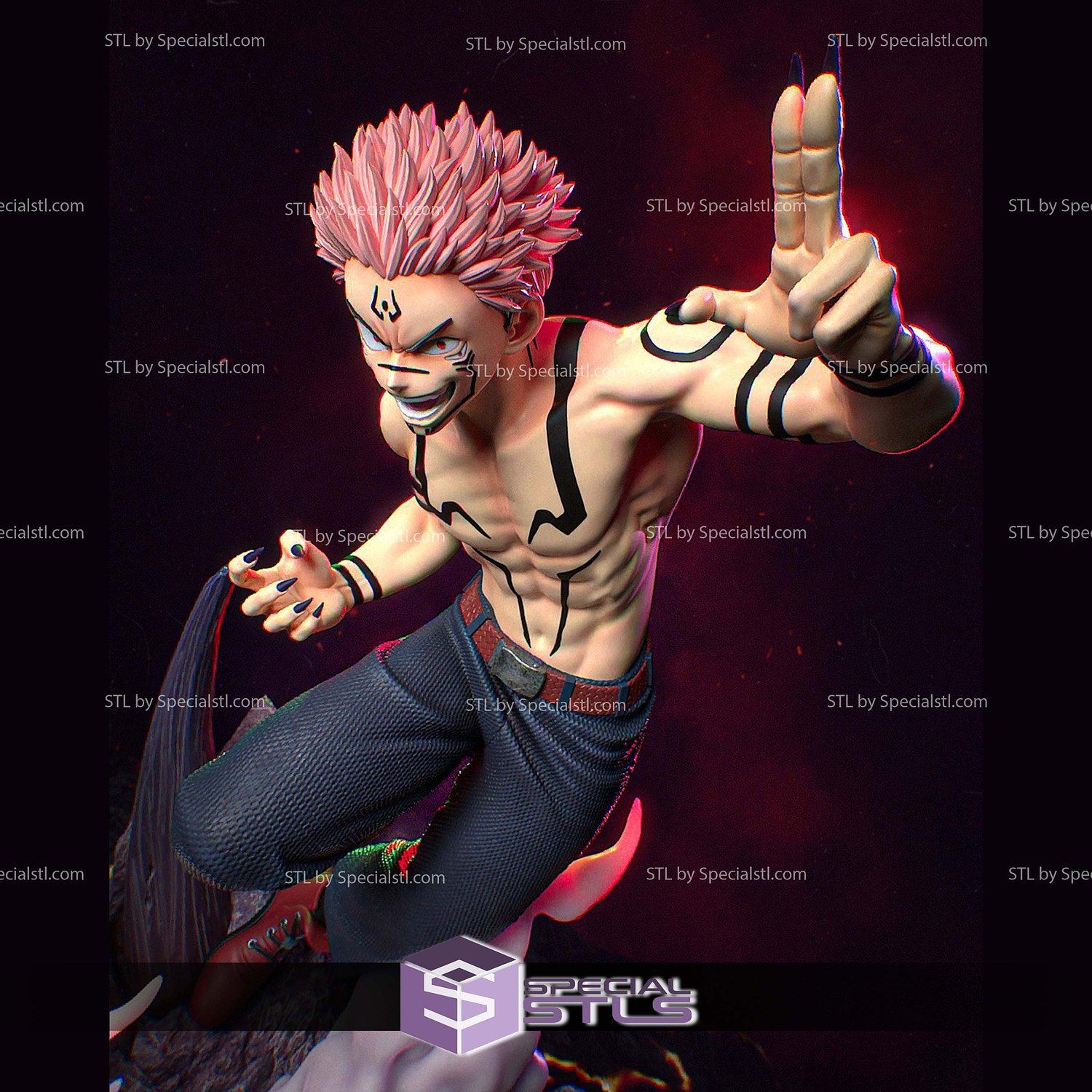 Itadori and Sukuna STL Files 3D Model — view 4