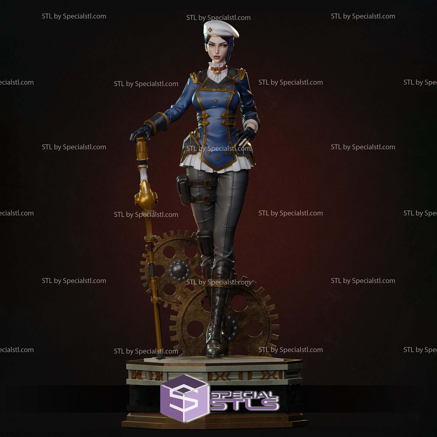 Caitlyn and Gun Standing Arcane 3D Print Files STL Model — view 2