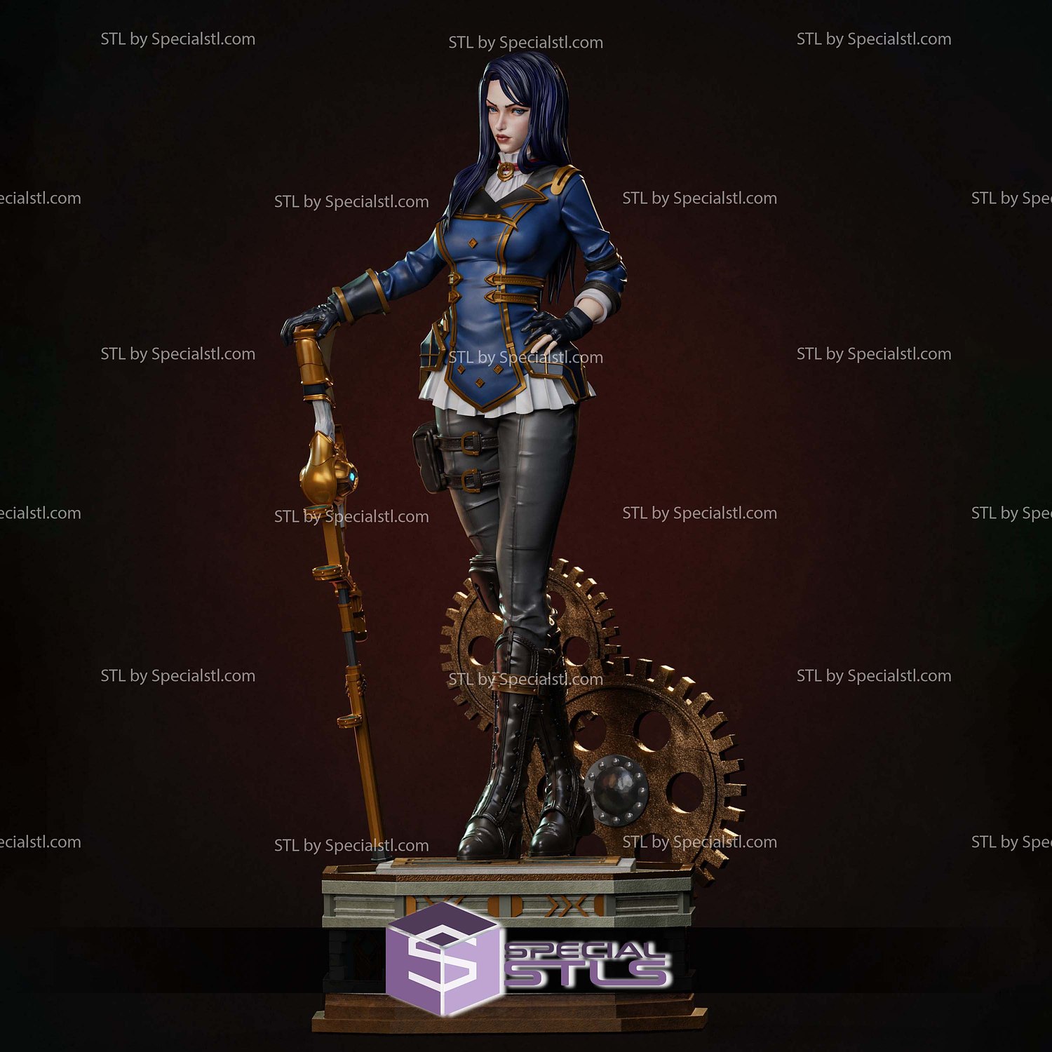 Caitlyn and Gun Standing Arcane 3D Print Files STL Model — view 3
