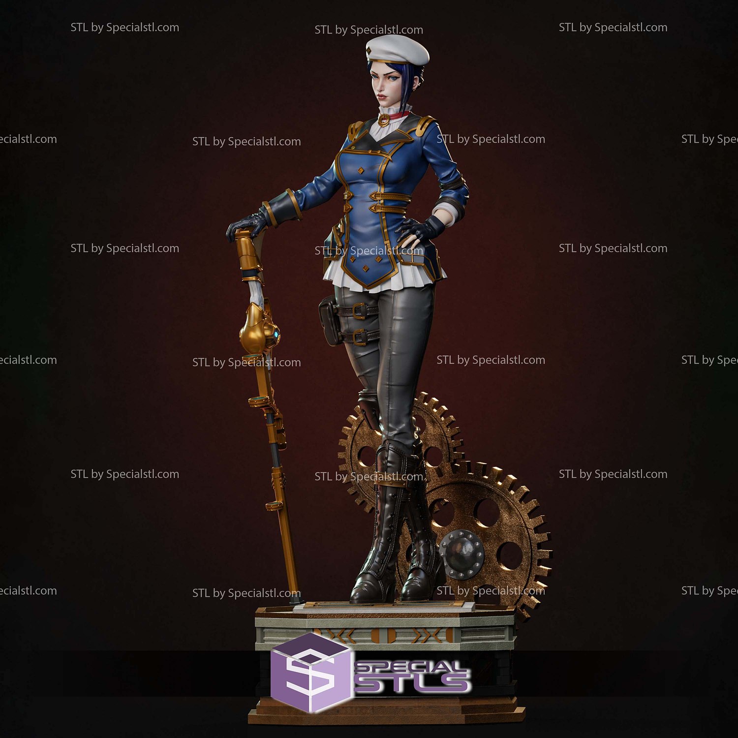 Caitlyn and Gun Standing Arcane 3D Print Files STL Model — view 4