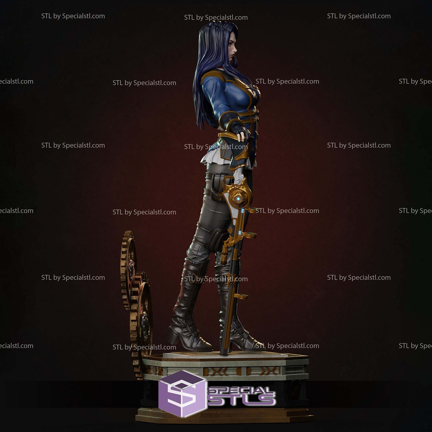 Caitlyn and Gun Standing Arcane 3D Print Files STL Model — view 5