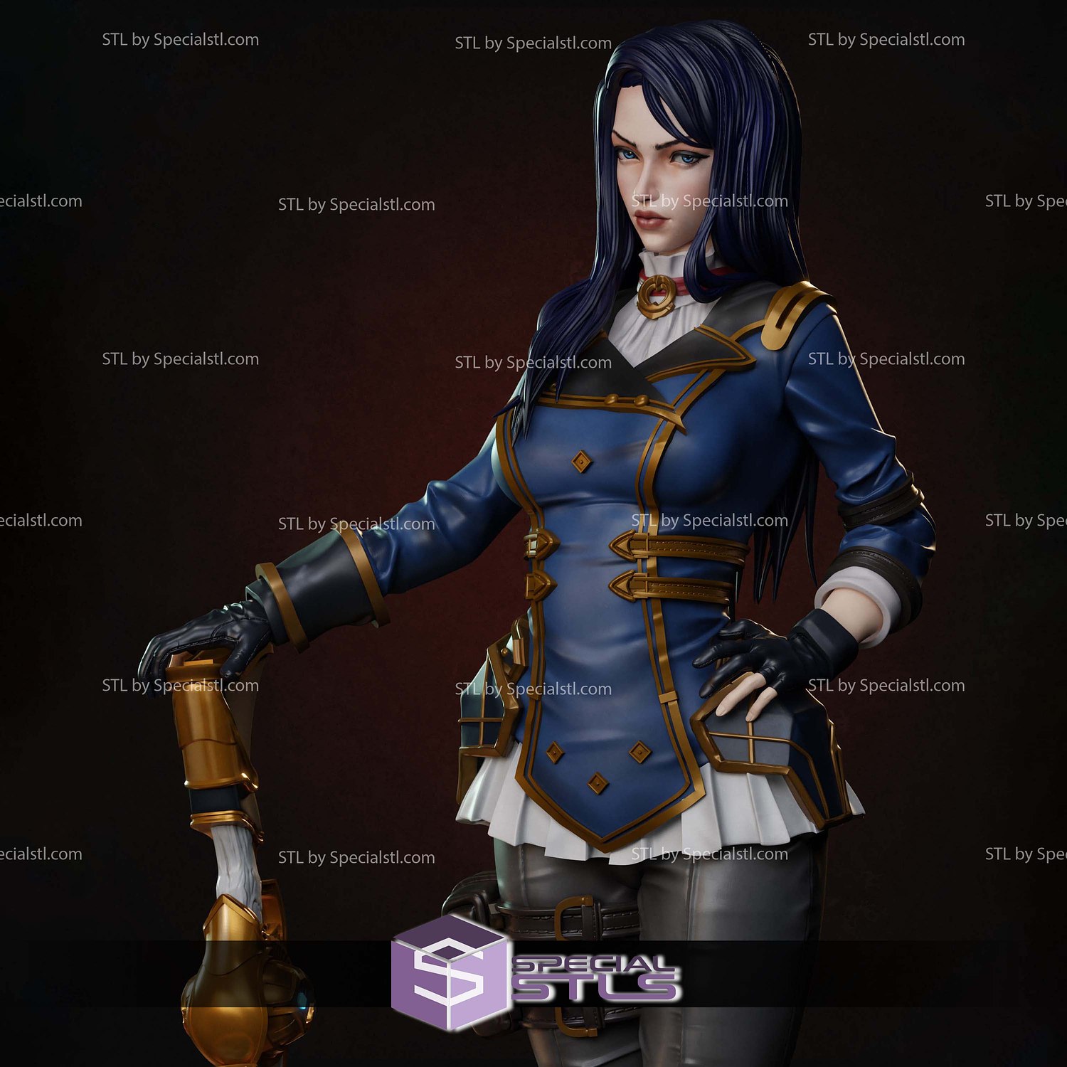 Caitlyn and Gun Standing Arcane 3D Print Files STL Model — view 6