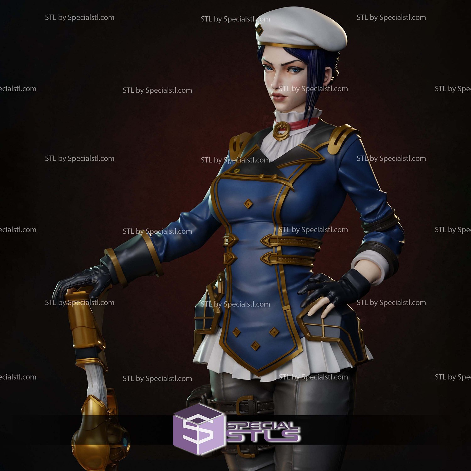 Caitlyn and Gun Standing Arcane 3D Print Files STL Model — view 7