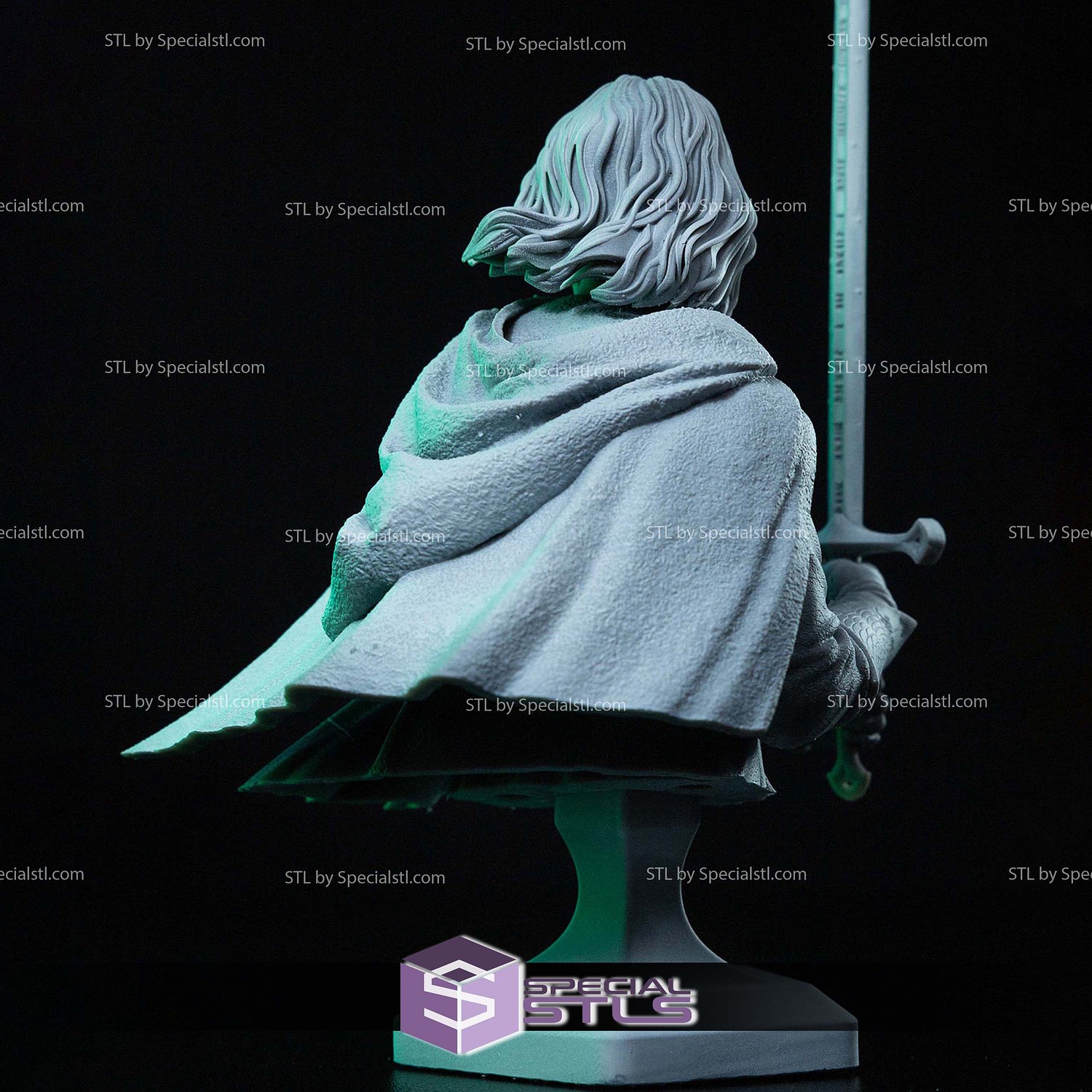Aragorn and Sword Bust Sculptures 3D Printing STL Model — view 2