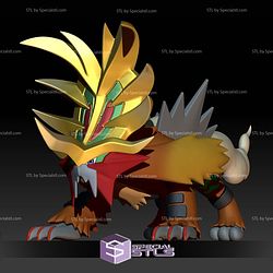 Pokemon STL Collection Paradox Ancient Entei Gouging Fire 3D Model
