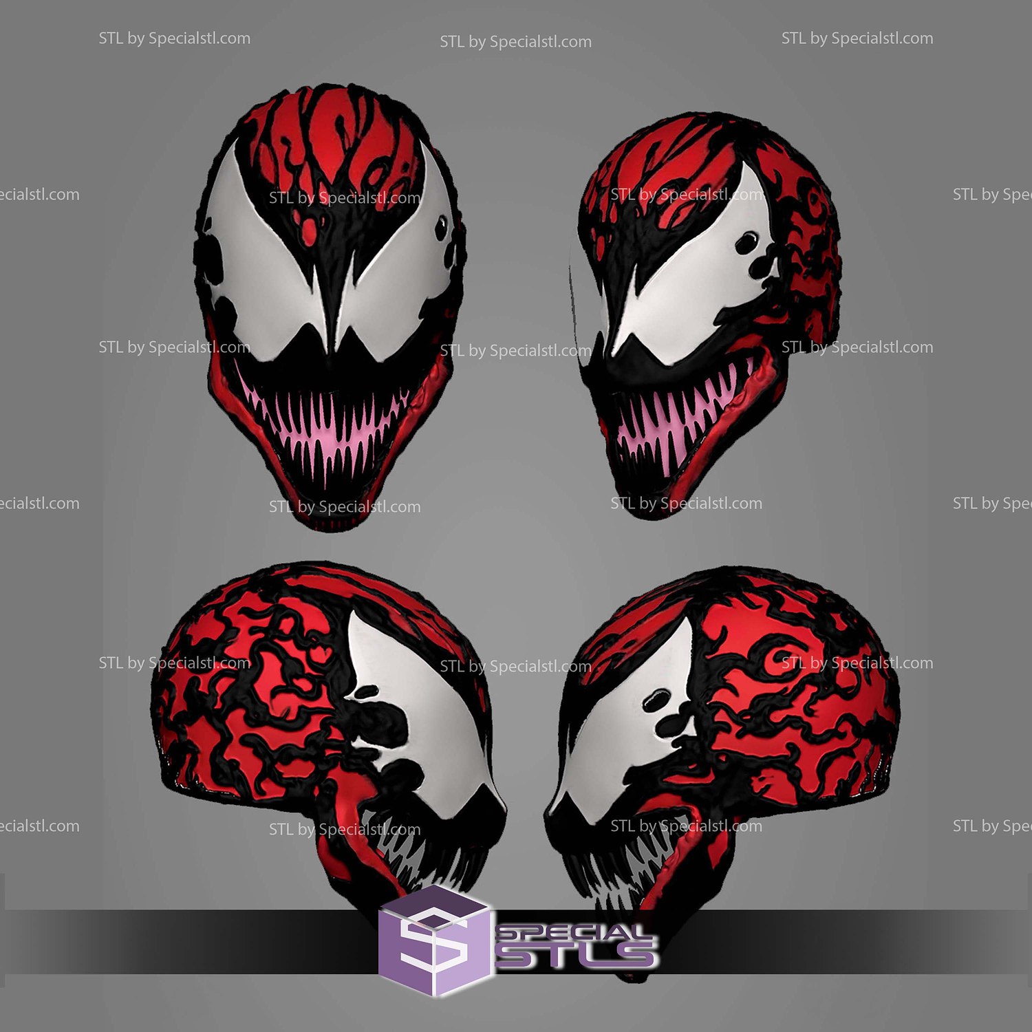 Custom Head STL Collection Carnage Classic Pack 3D Model — view 2