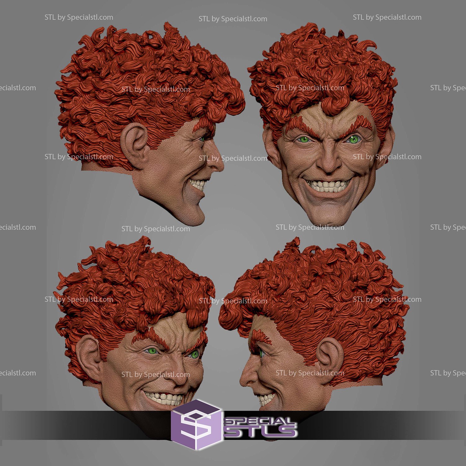 Custom Head STL Collection Carnage Classic Pack 3D Model — view 3