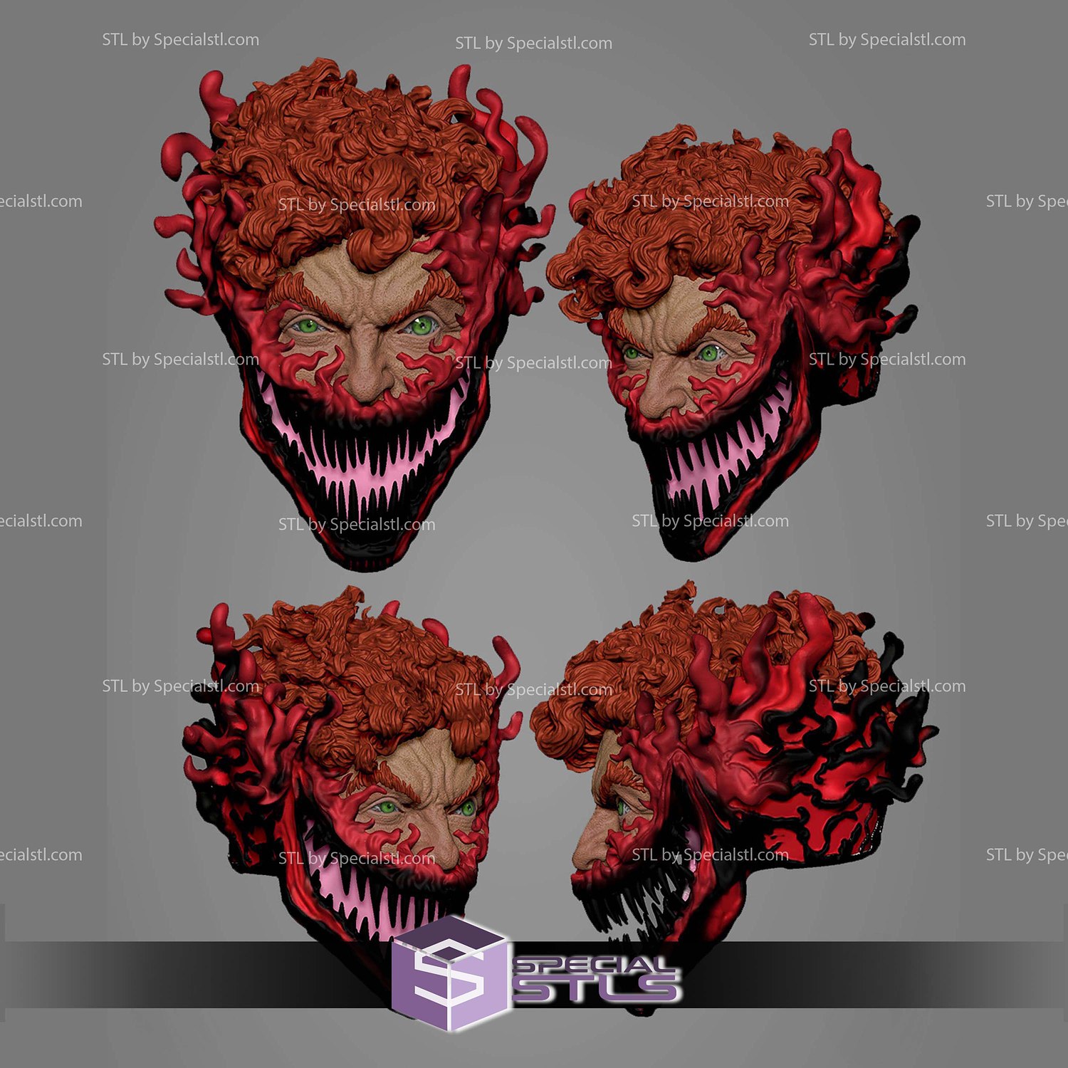 Custom Head STL Collection Carnage Classic Pack 3D Model — view 4