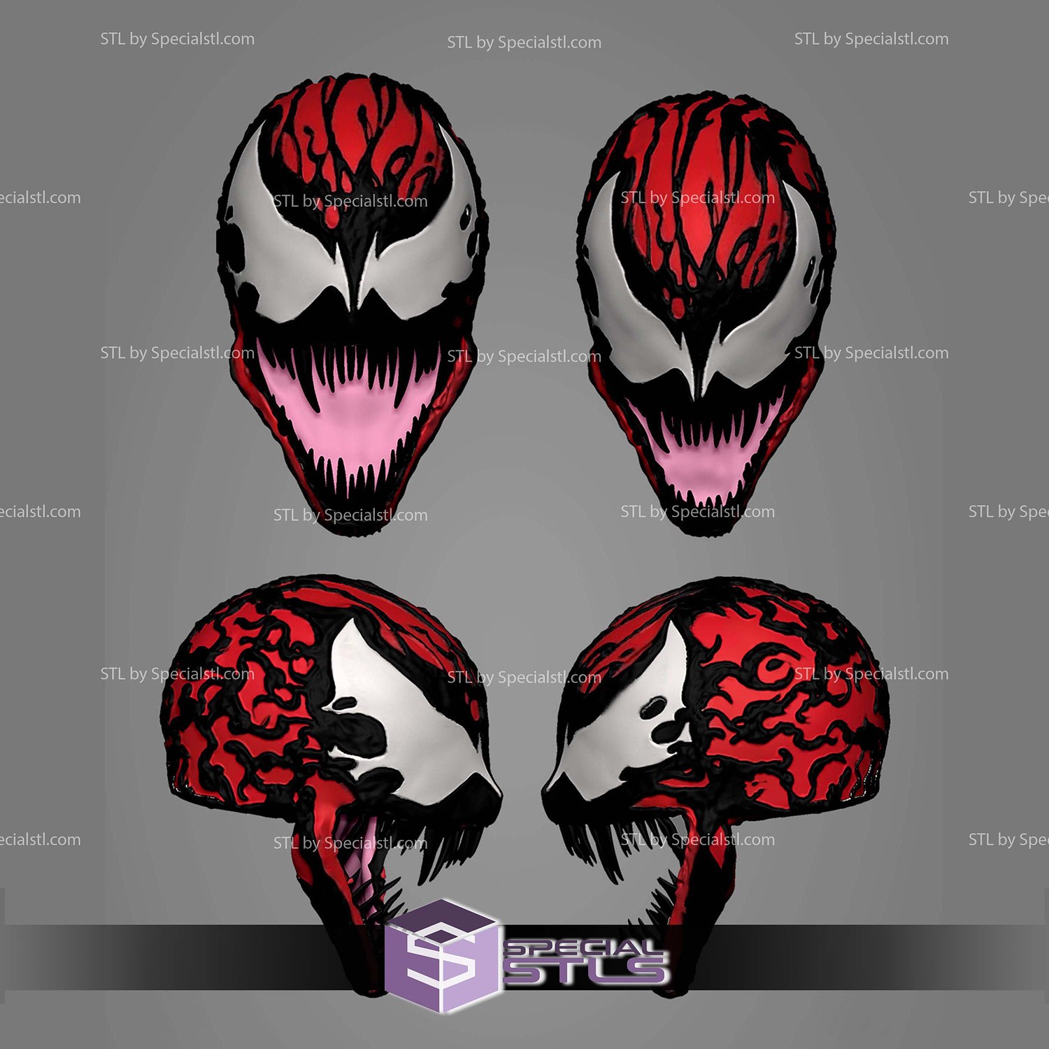 Custom Head STL Collection Carnage Classic Pack 3D Model — view 5