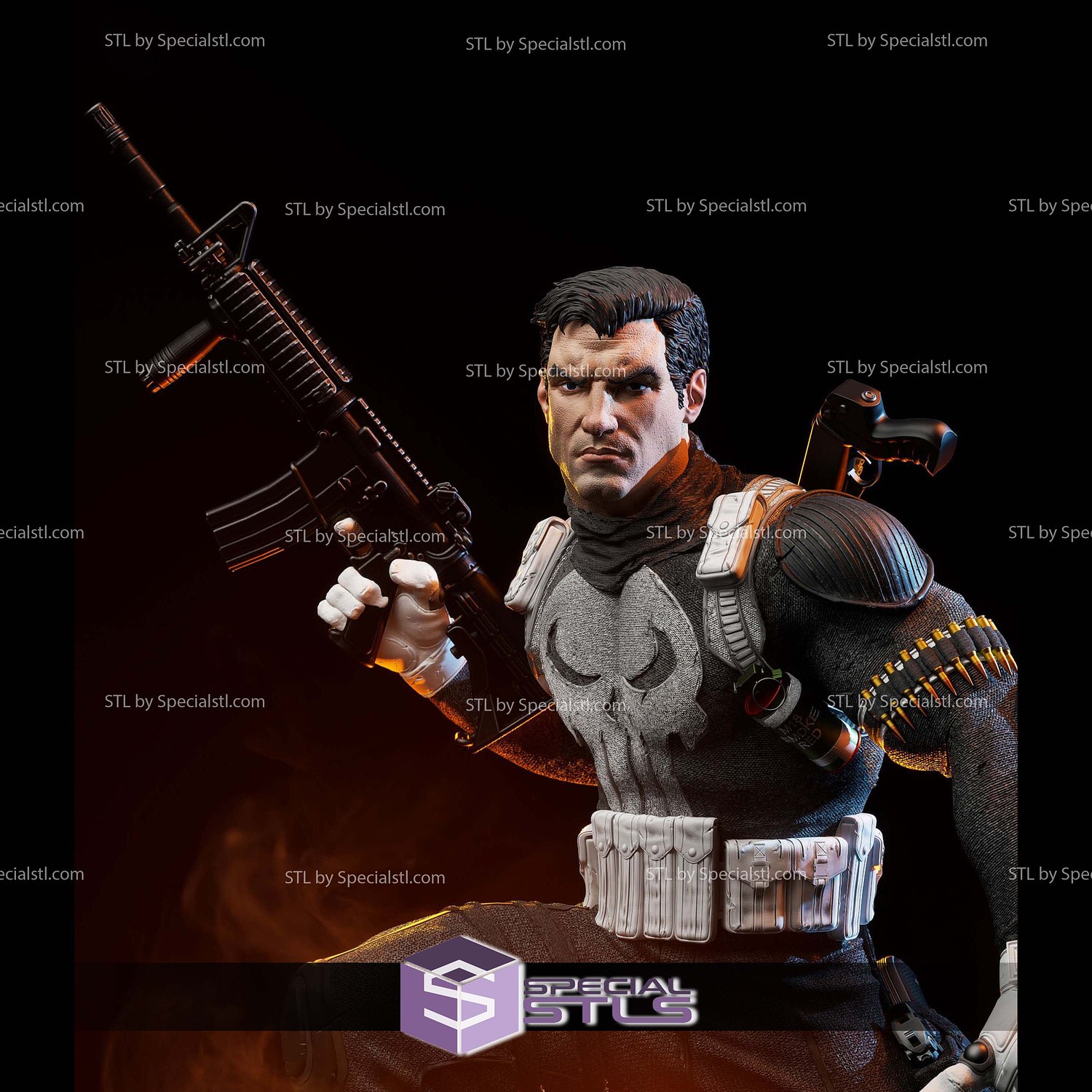 Punisher 1-6 Scale 3D Printer Files STL Model — view 4