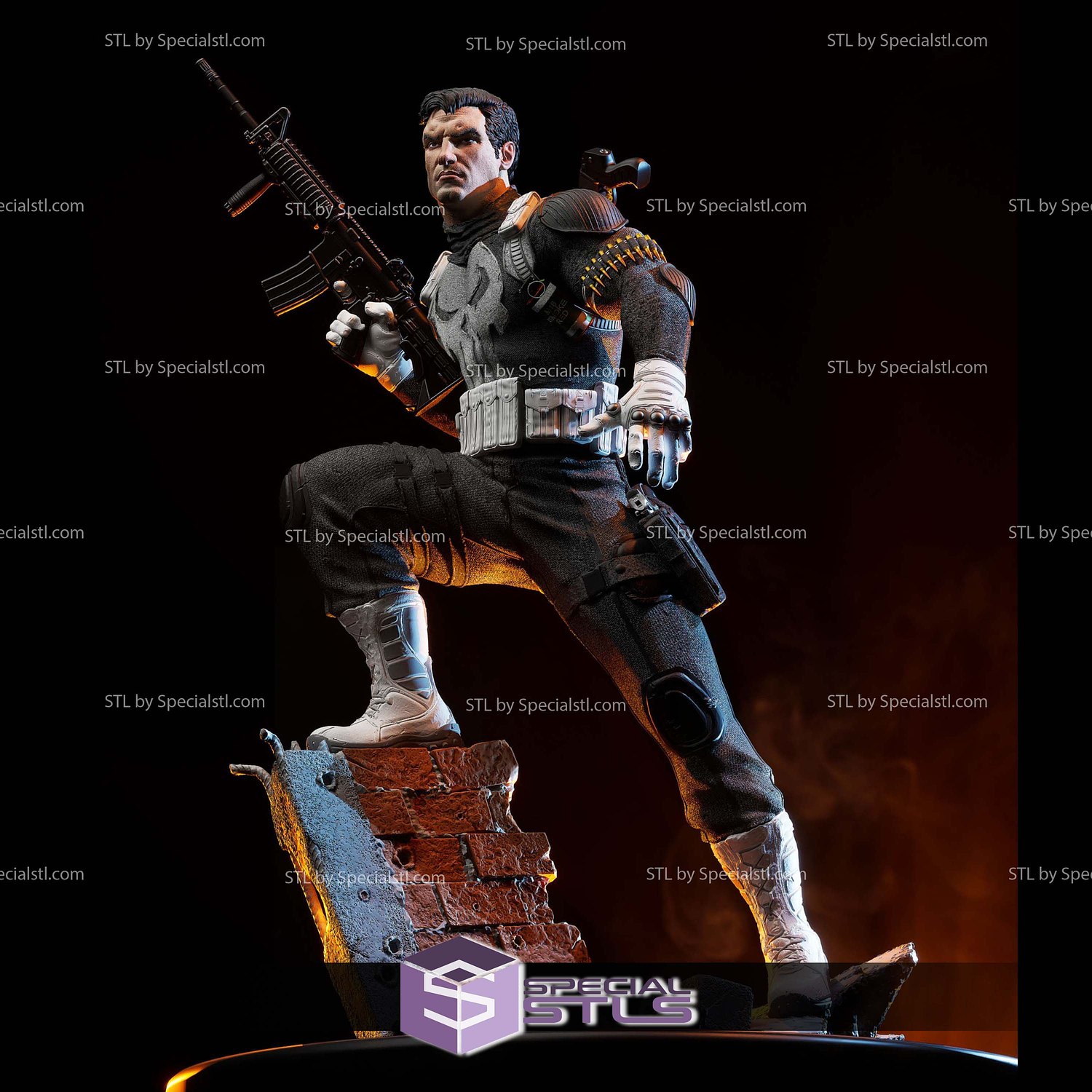 Punisher 1-6 Scale 3D Printer Files STL Model — view 5
