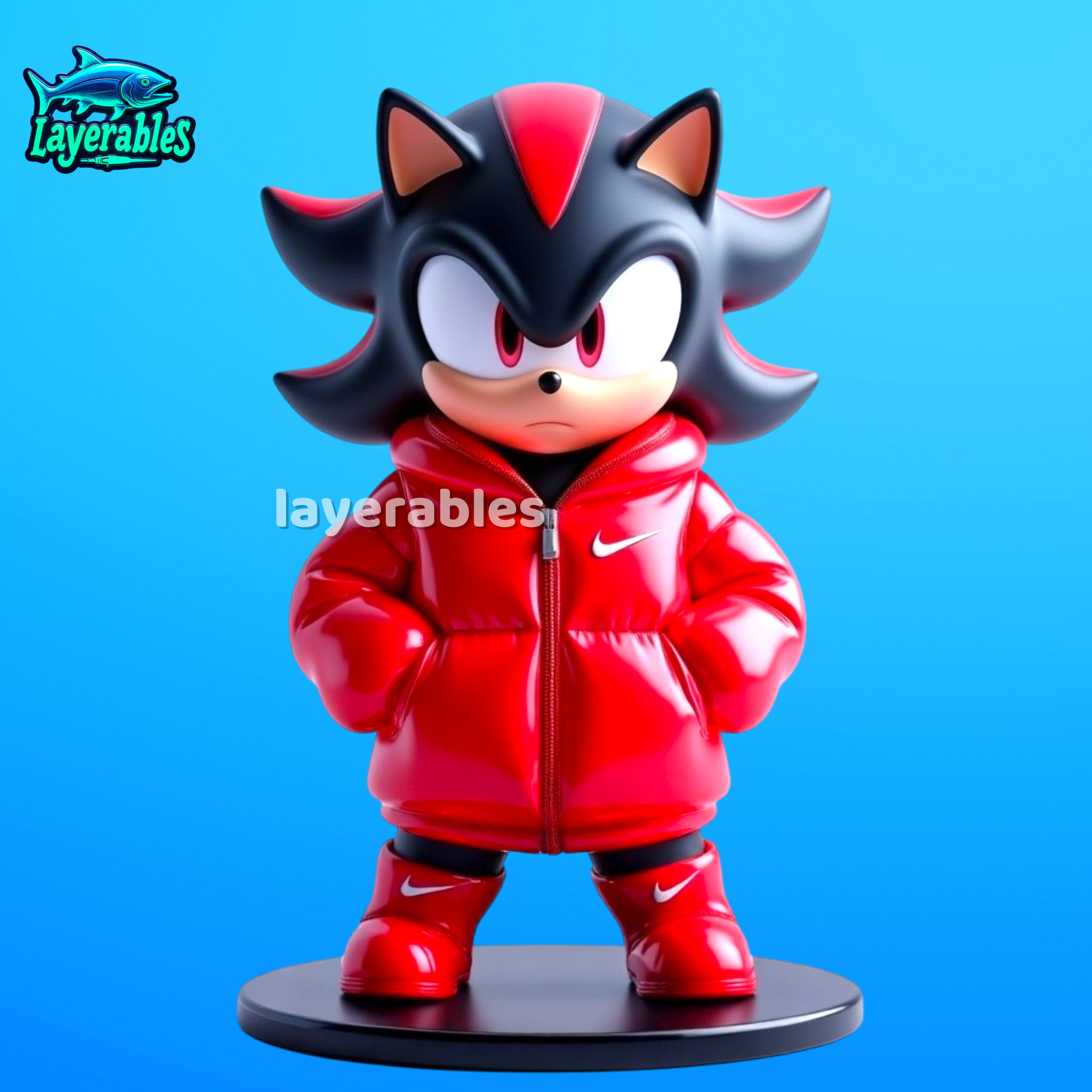Shadow STL File – Urban Sonic 3D Print Model – Streetwear Scene Figurine Model