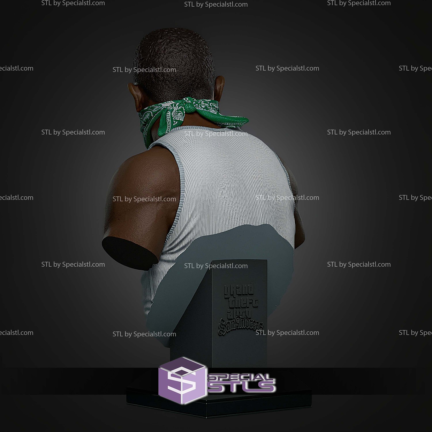 Carl Johnson GTA Bust 123mm STL Files 3D Model — view 2
