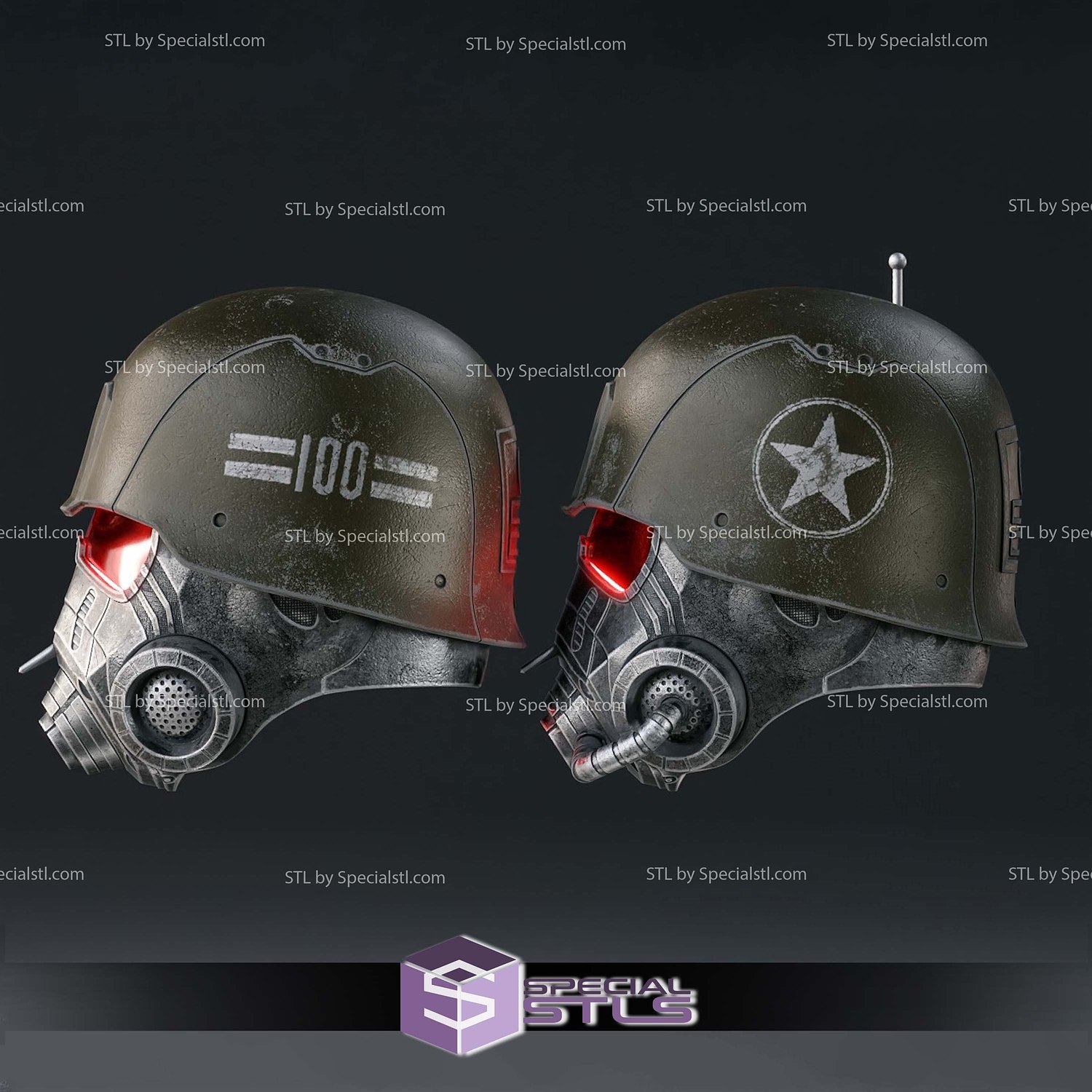 Cosplay STL Files Fallout NCR Ranger Advanced and Elite Helmet 3D Model — view 2