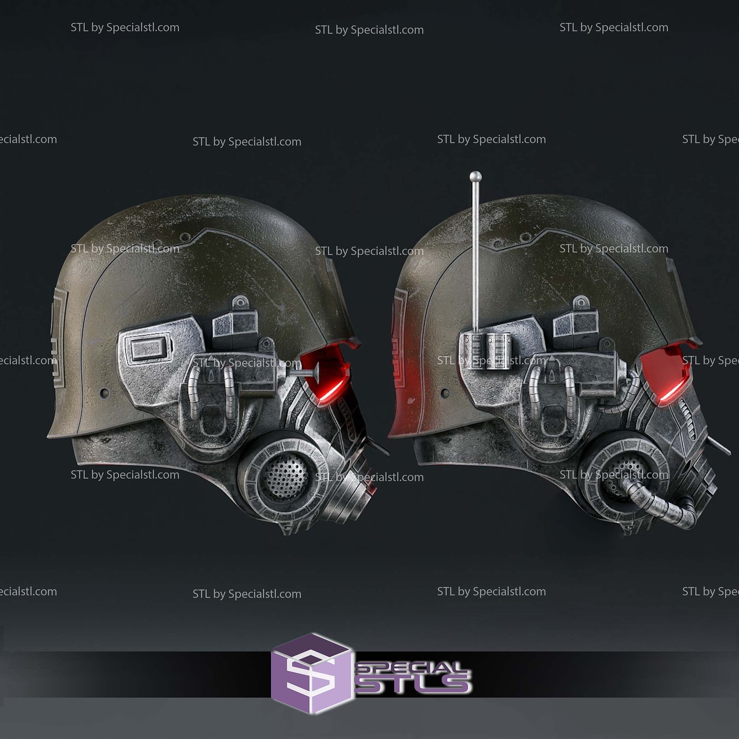 Cosplay STL Files Fallout NCR Ranger Advanced and Elite Helmet 3D Model — view 4