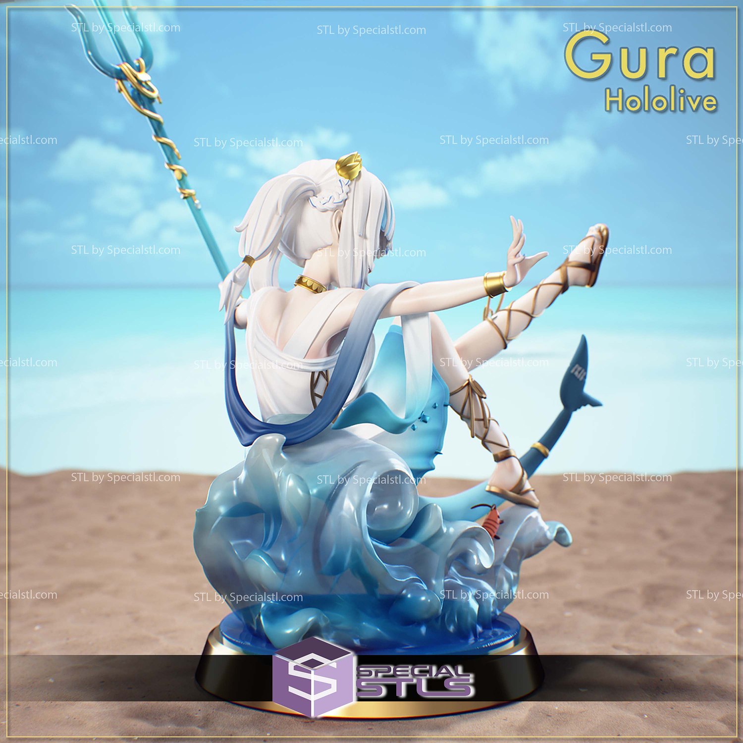 Gawr Gura Party Dress Hololive STL Printer Files 3D Model — view 3