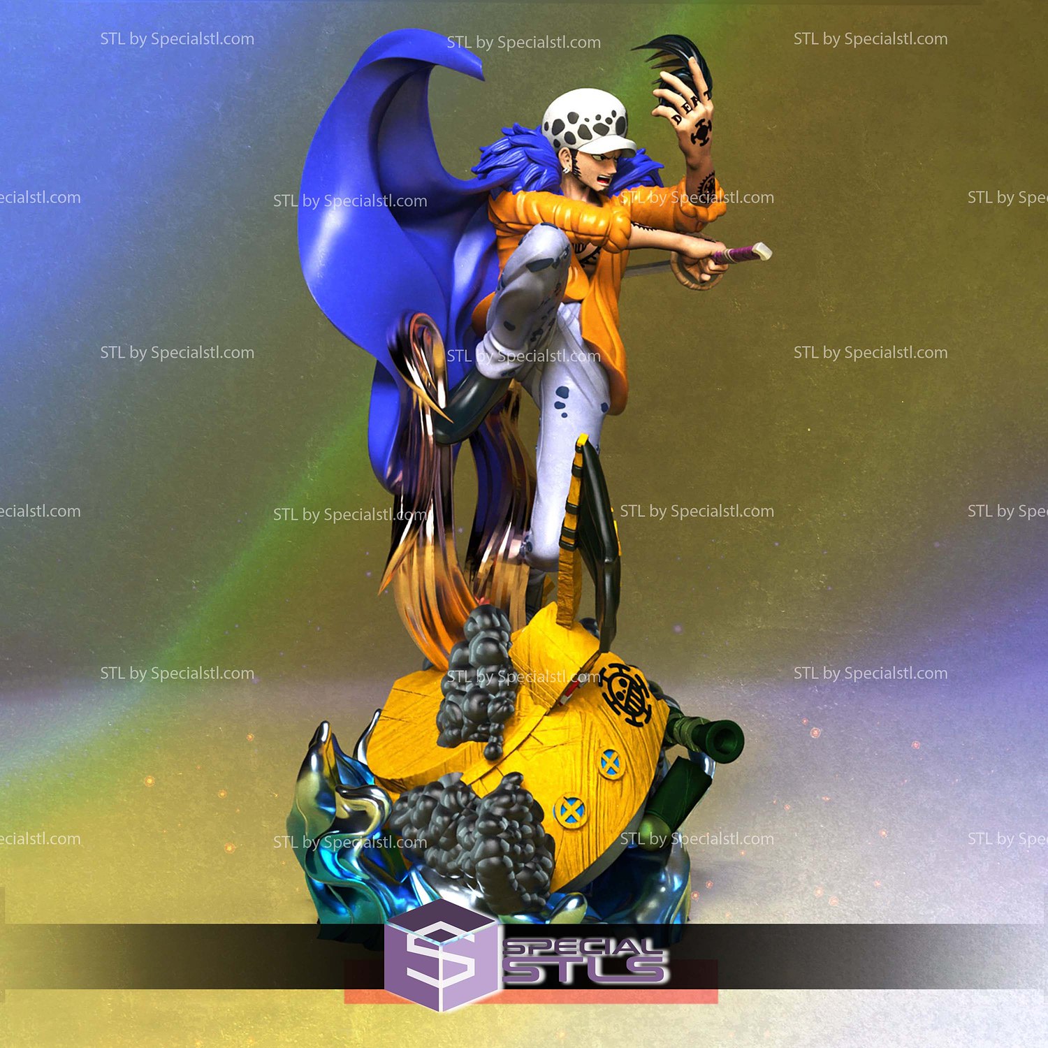 Trafalgar Law on Boat STL Files 3D Model — view 2