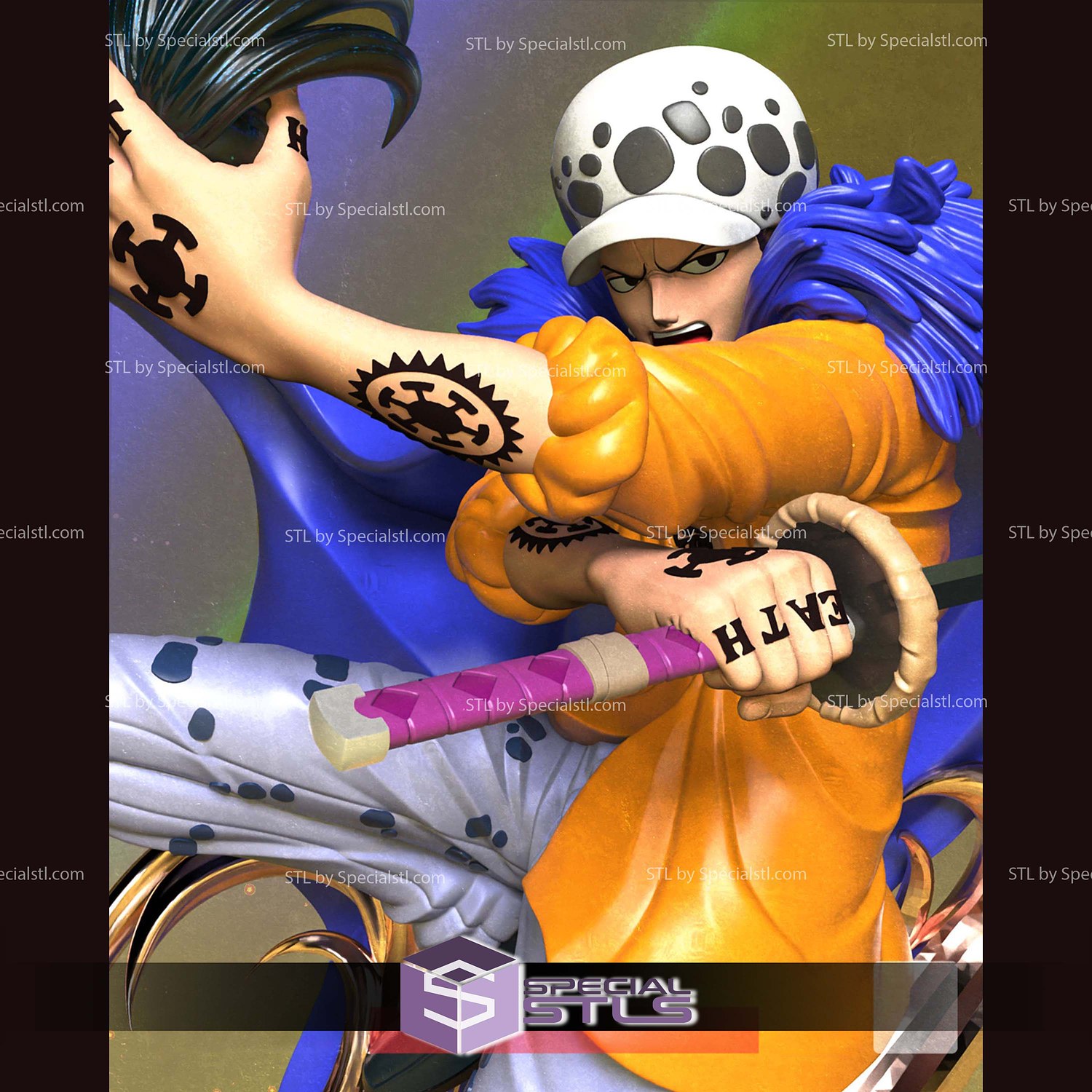 Trafalgar Law on Boat STL Files 3D Model — view 3