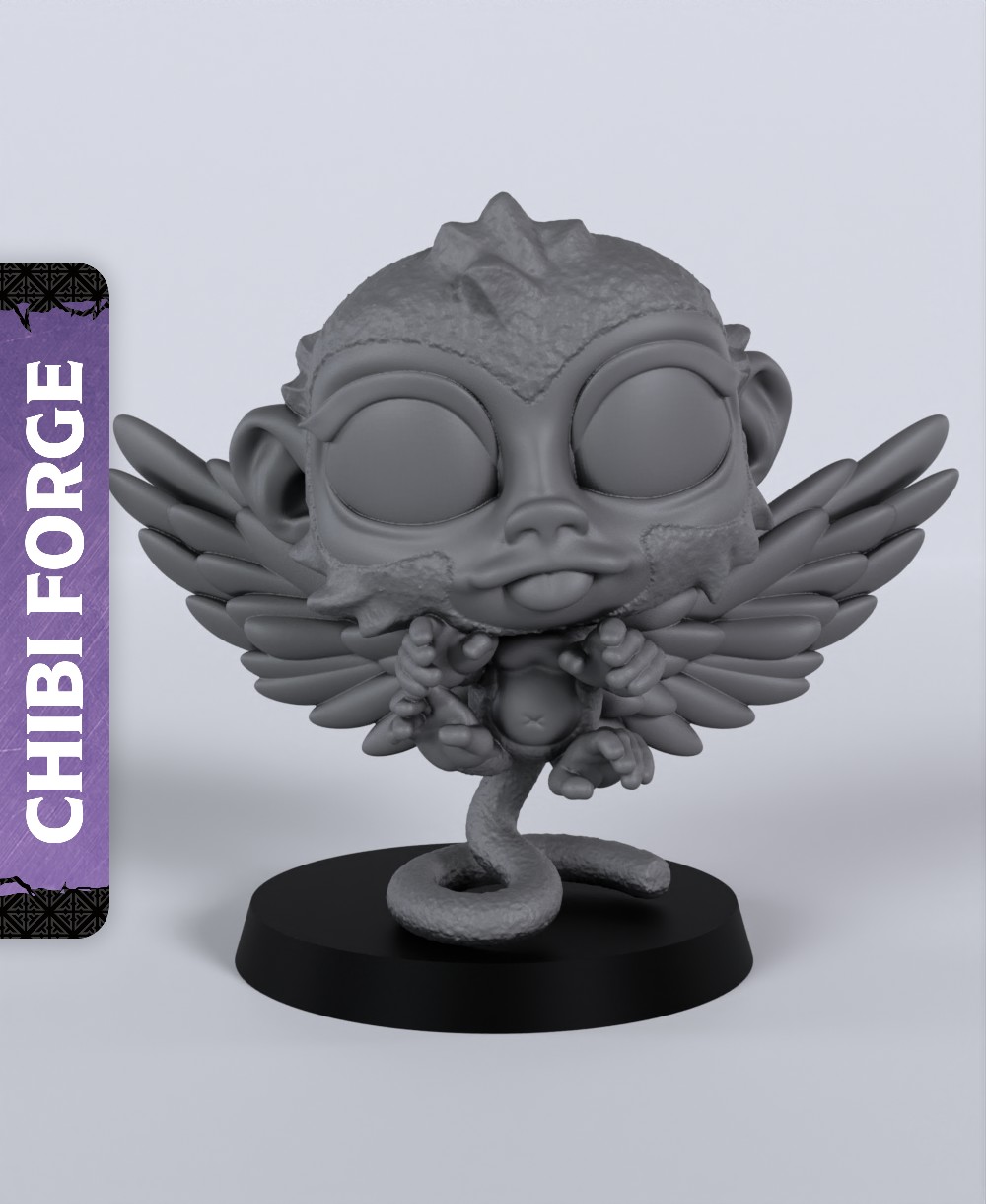 Chibi Flying Monkey - With Free Dragon - 5e DnD Inspired for RPG and Wargamers 3D STL Model