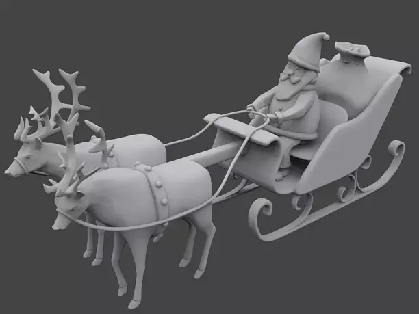 Santa sleigh 3D STL Model