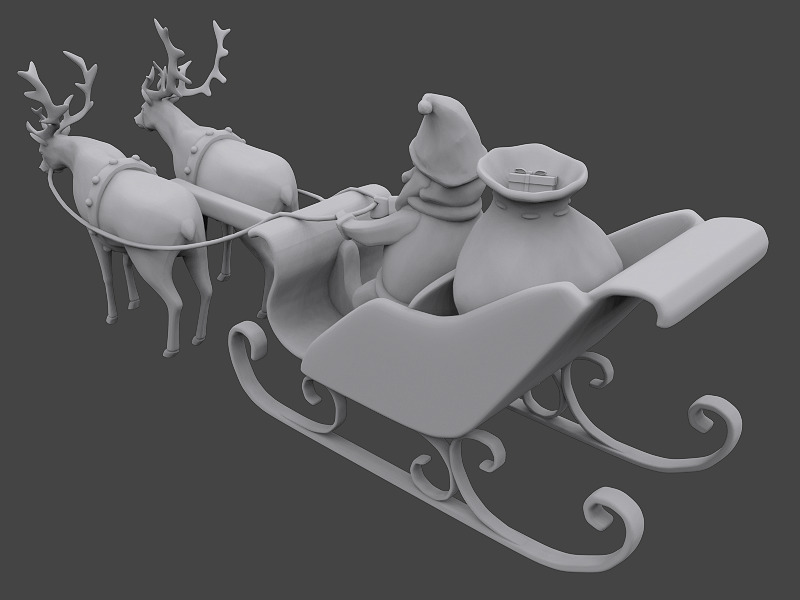 Santa sleigh 3D STL Model — view 2