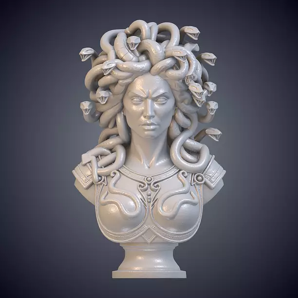 Mythological Medusa Desktop Bust Statue PM-933 3D BLEND Model