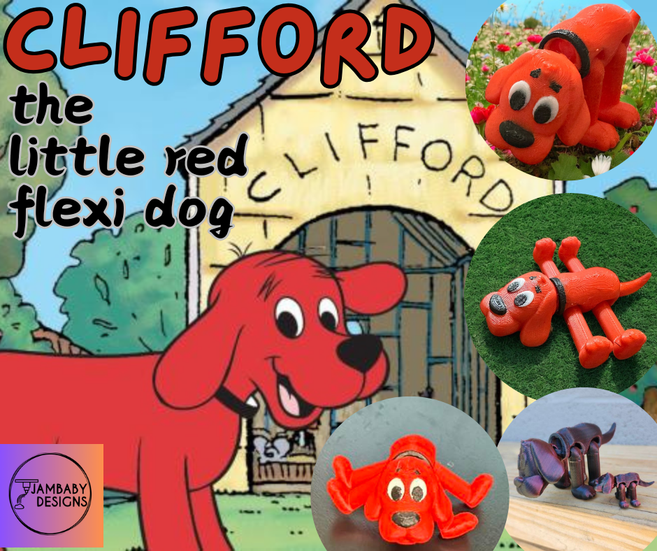 Clifford the Little Red Flexi Dog 3D STL Model — view 2