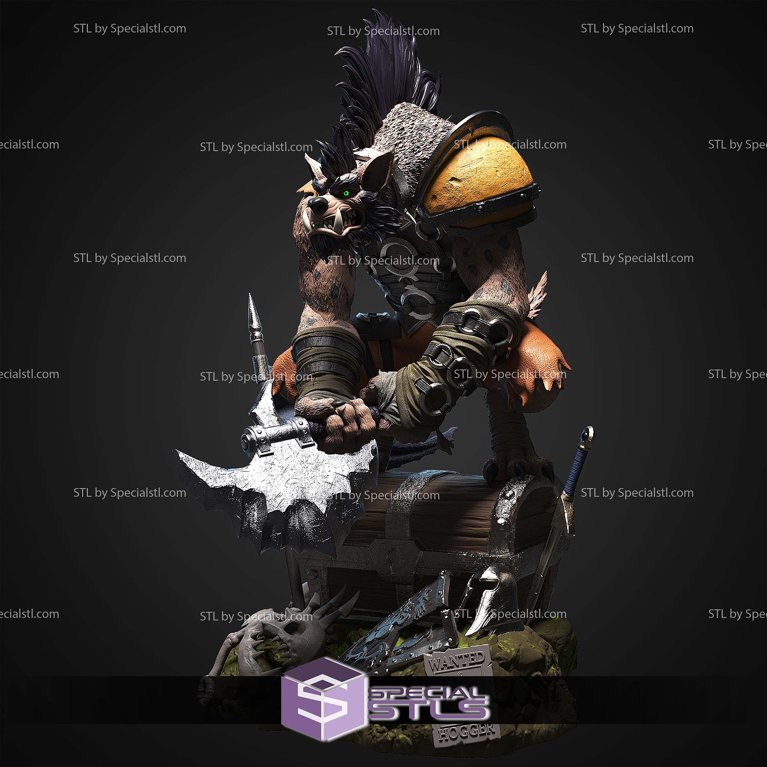 Hogger Warcraft 3D Printer Files STL Model — view 2