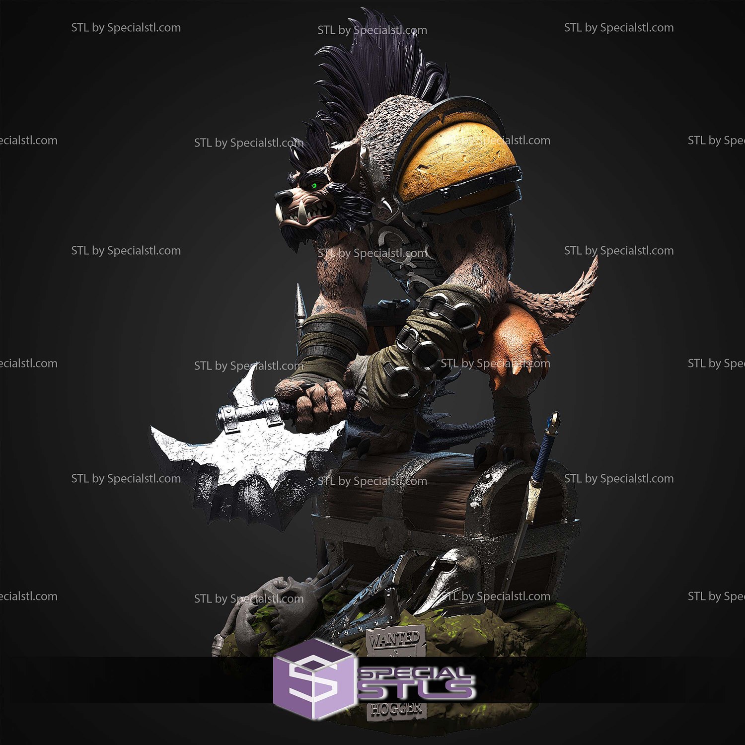 Hogger Warcraft 3D Printer Files STL Model — view 3