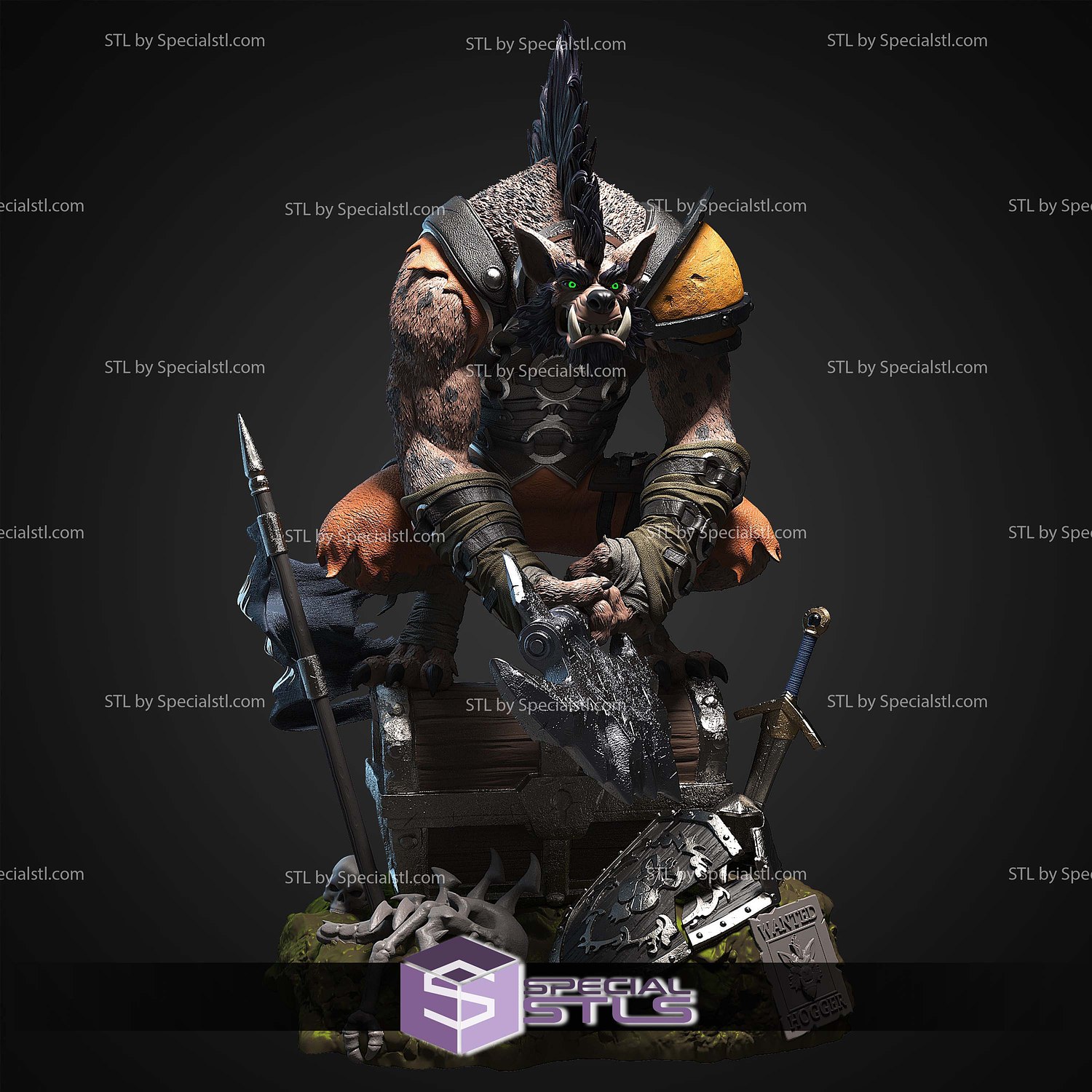 Hogger Warcraft 3D Printer Files STL Model — view 5