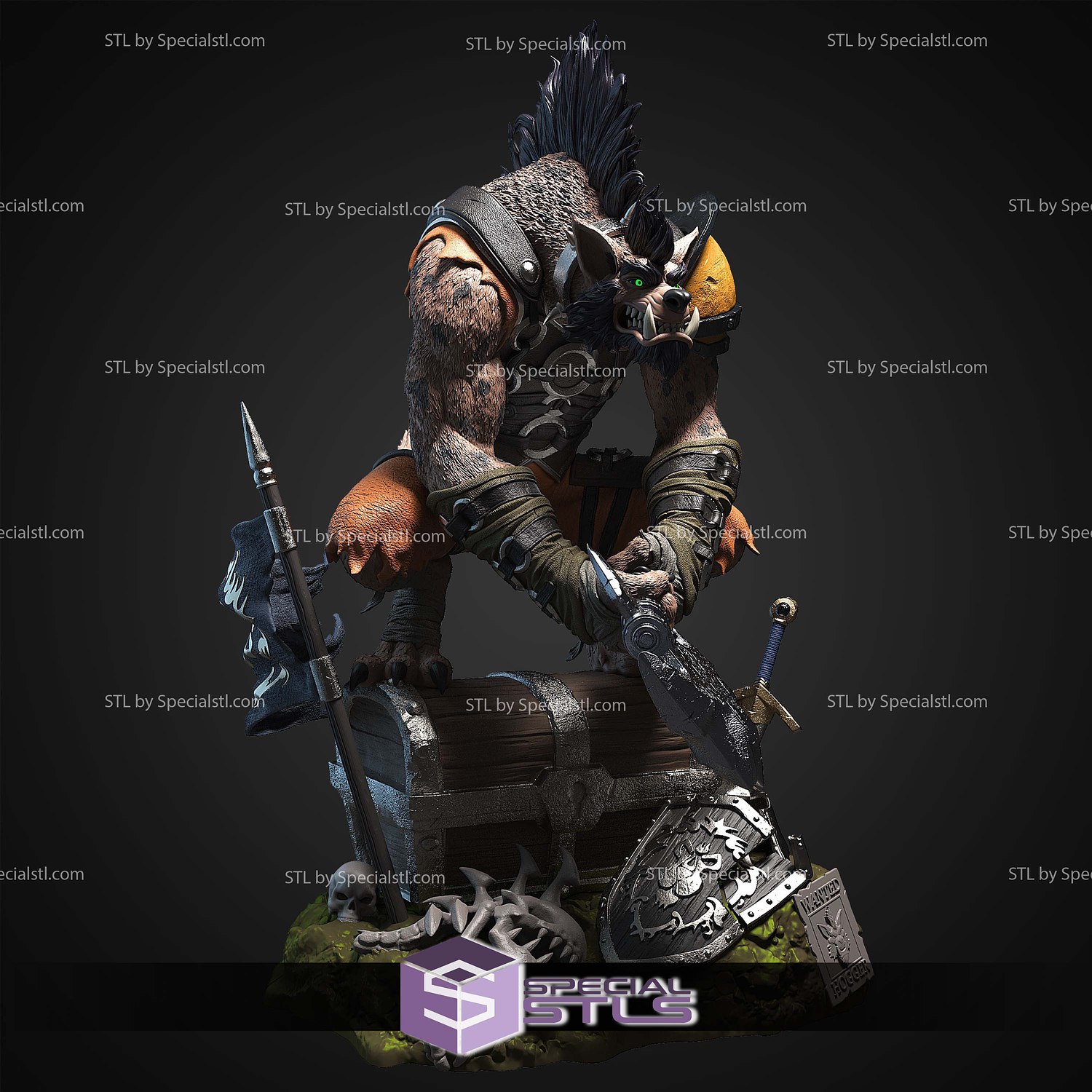 Hogger Warcraft 3D Printer Files STL Model — view 6