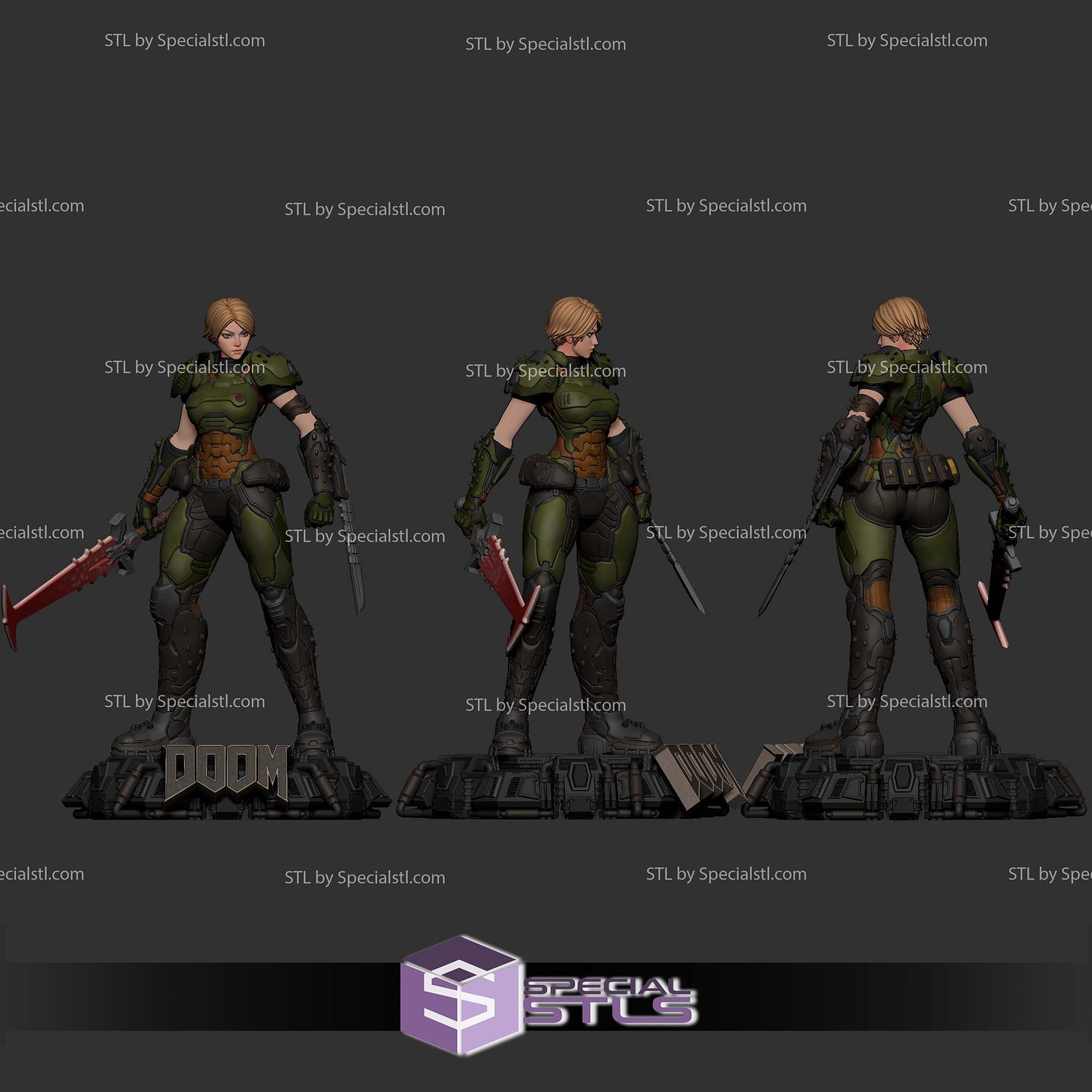 Doom Girl V2 3D Printer Files STL Model — view 4
