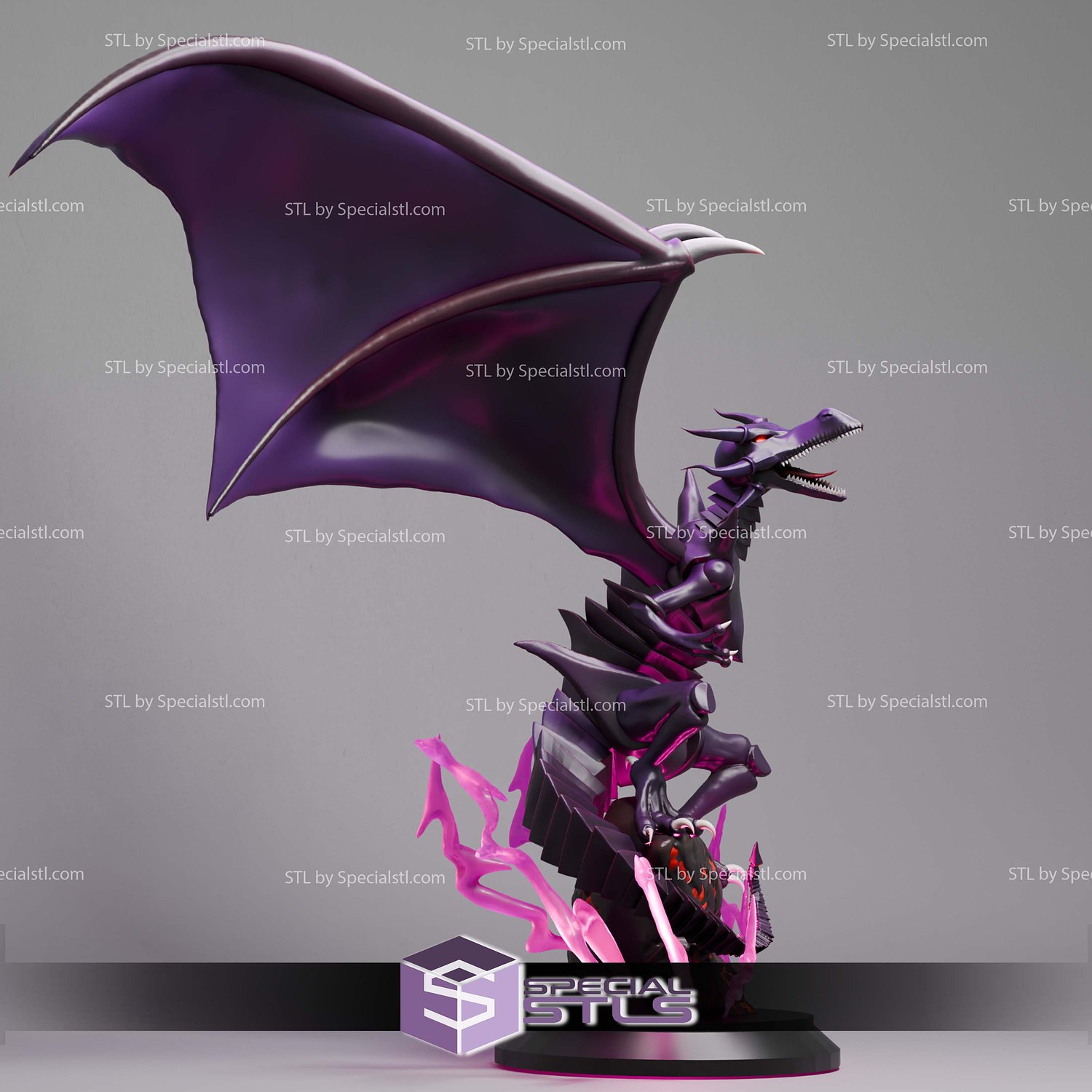 Basic STL Dark Dragon Red Eyes 3D Model — view 2