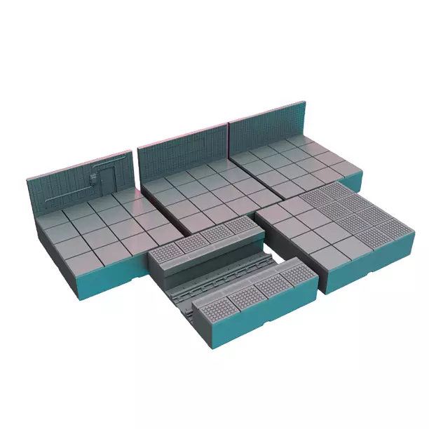 Subway Floor Wall Railing V - Detailed Tabletop Figurine 3D STL Model