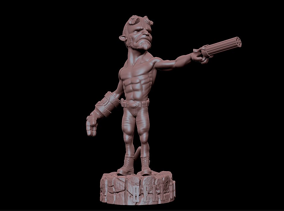 Hellboy miniature 3D STL Model — view 2