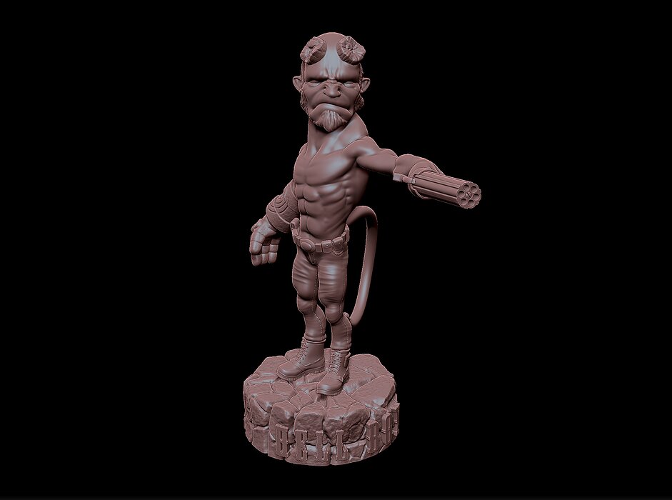 Hellboy miniature 3D STL Model — view 3