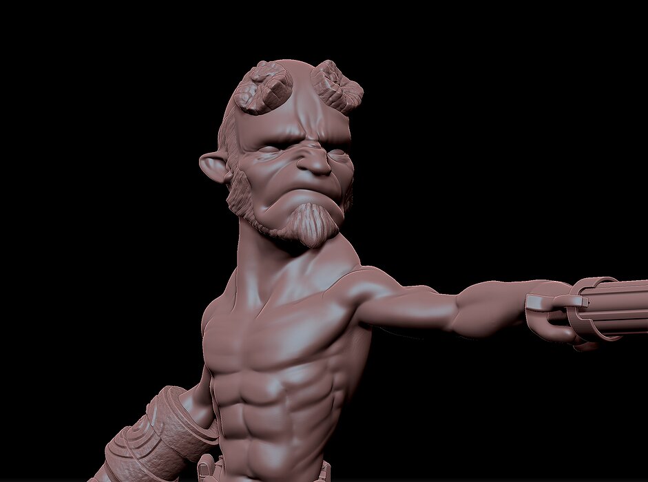 Hellboy miniature 3D STL Model — view 6