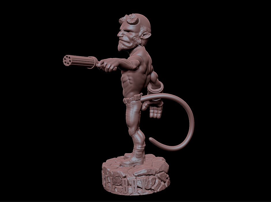 Hellboy miniature 3D STL Model — view 8