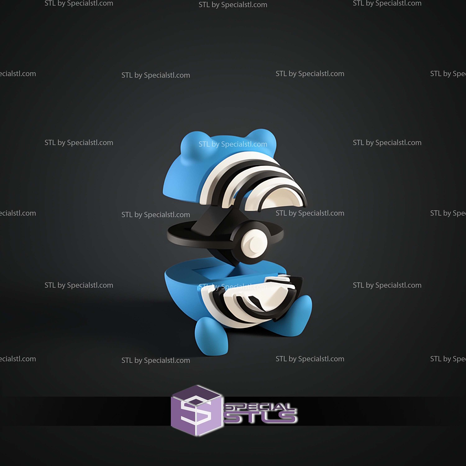 Super Basic Pokemon Poliwhirl Pokeball 3D STL Model — view 2