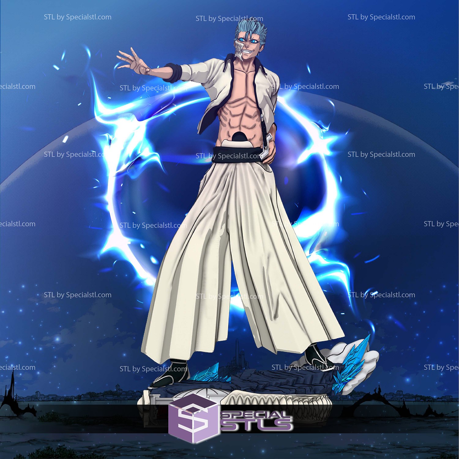 Grimmjow Bleach 1 10 Scale 3D Printer Files STL Model — view 2